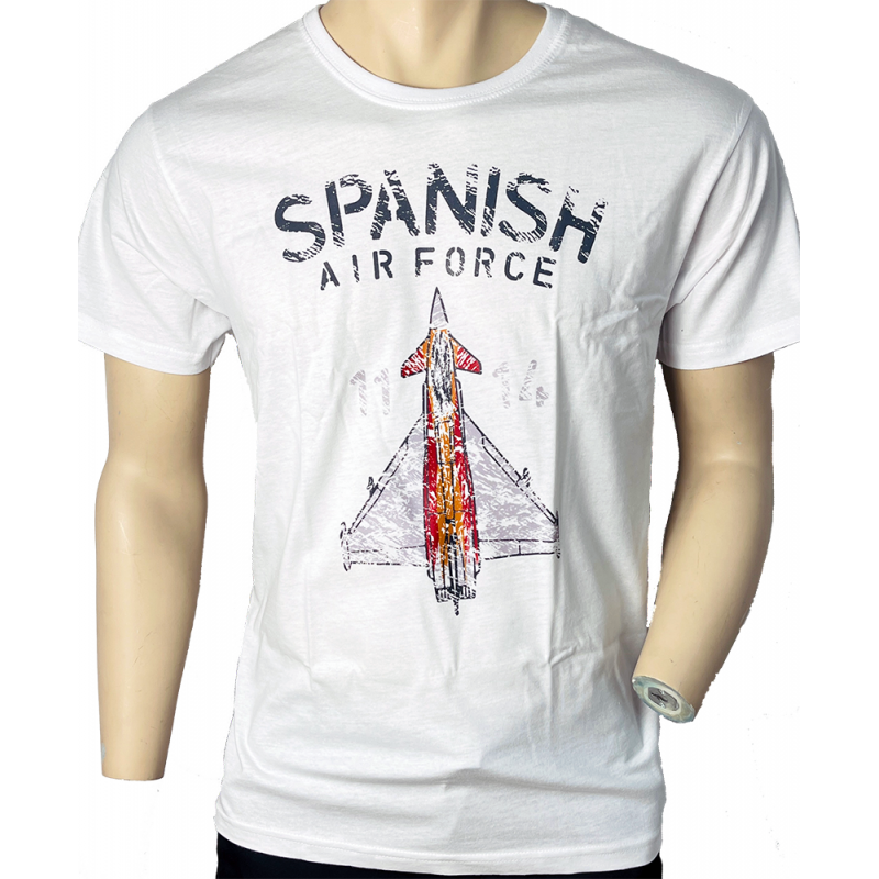  Imagen de Camiseta Algodón Spanish Air Force Eurofighter Blanco por Estrella Militar