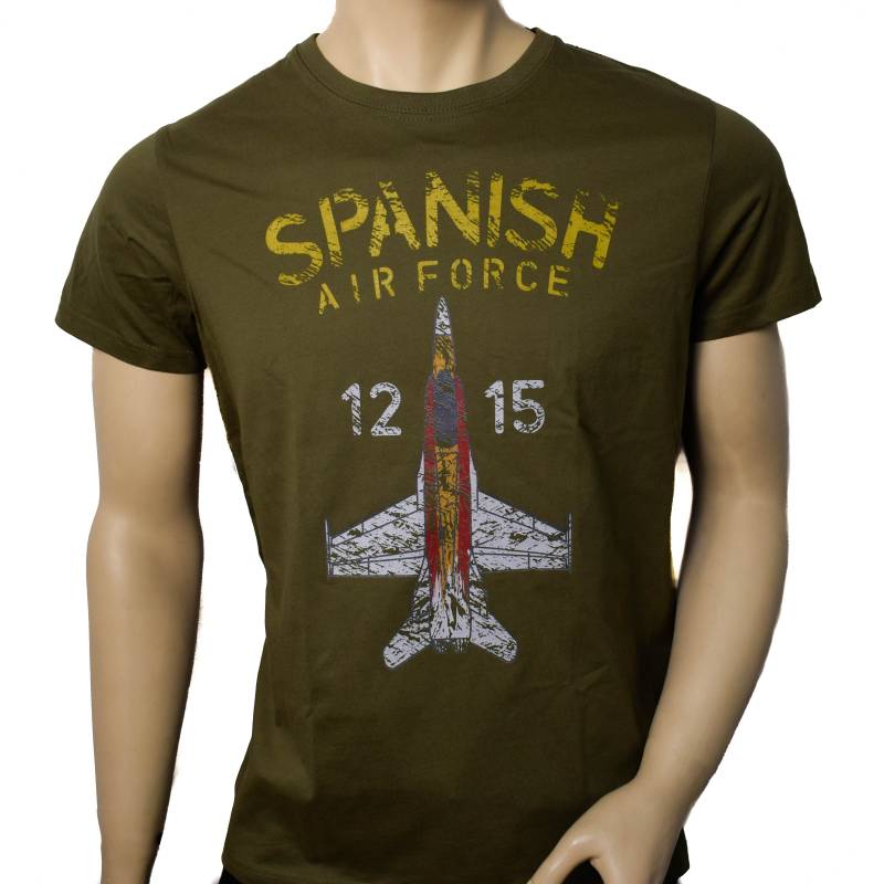  Imagen de Camiseta Algodón Spanish Air Force F-18 Verde por Estrella Militar