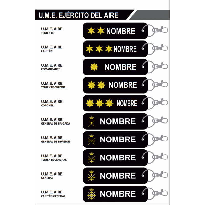  Imagen de Llavero personalizado UME rangos por Estrella Militar